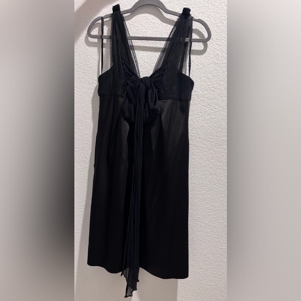 BCBG Maxazria Black Dress with Tulle Straps and Bow